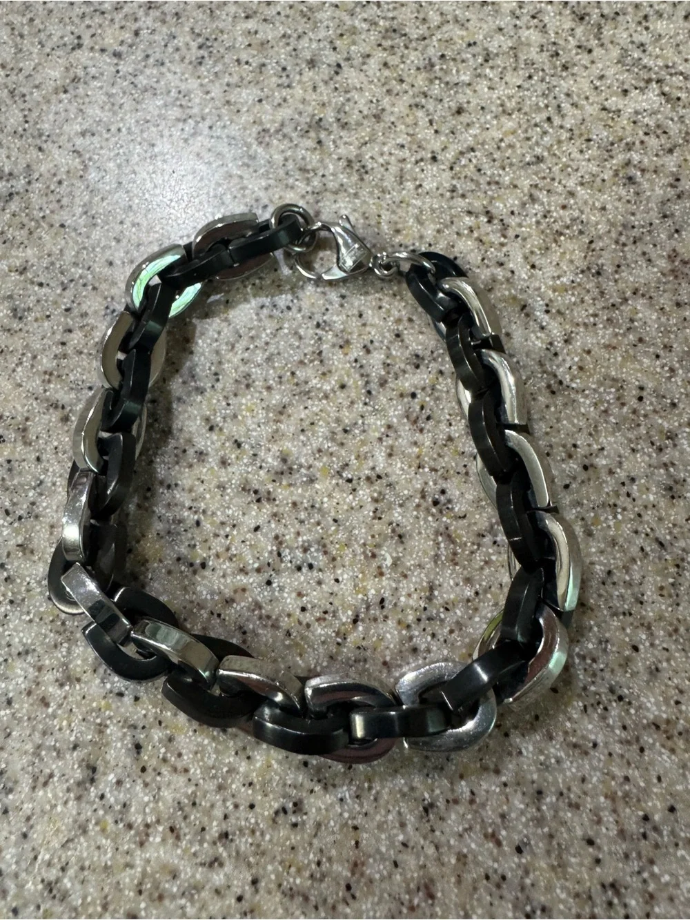 Steel Nation Mens Two Tone Stainless Steel Horseshoe Chain Bracelet